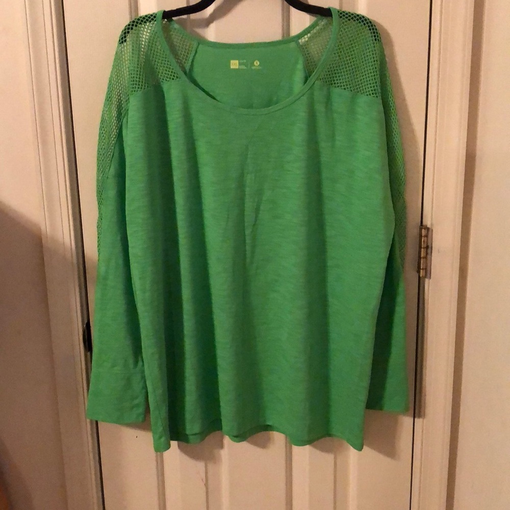Lime green long sleeve shirt with mesh